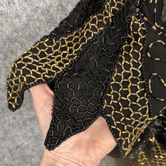 Vintage Mark John II Intricate Beaded Silk Top Size M Sequins Cocktail Party NYE - Picture 3 of 10